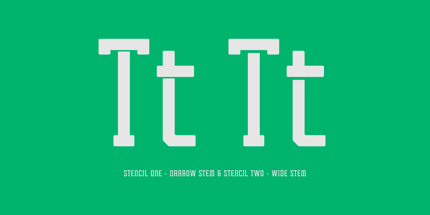 Beispiel einer Tecnica Slab Stencil 2 Regular Alternate-Schriftart